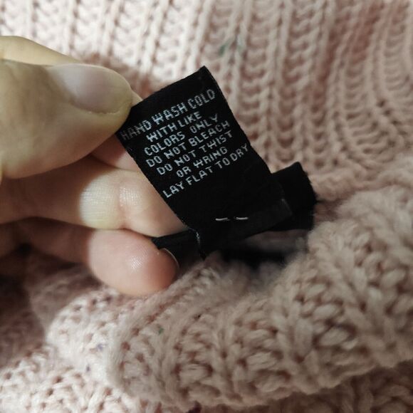 Pink Knit Tunic Sweater Womens Medium Cowl Neck Candy Speckled Chic Winterwear - Picture 7 of 11